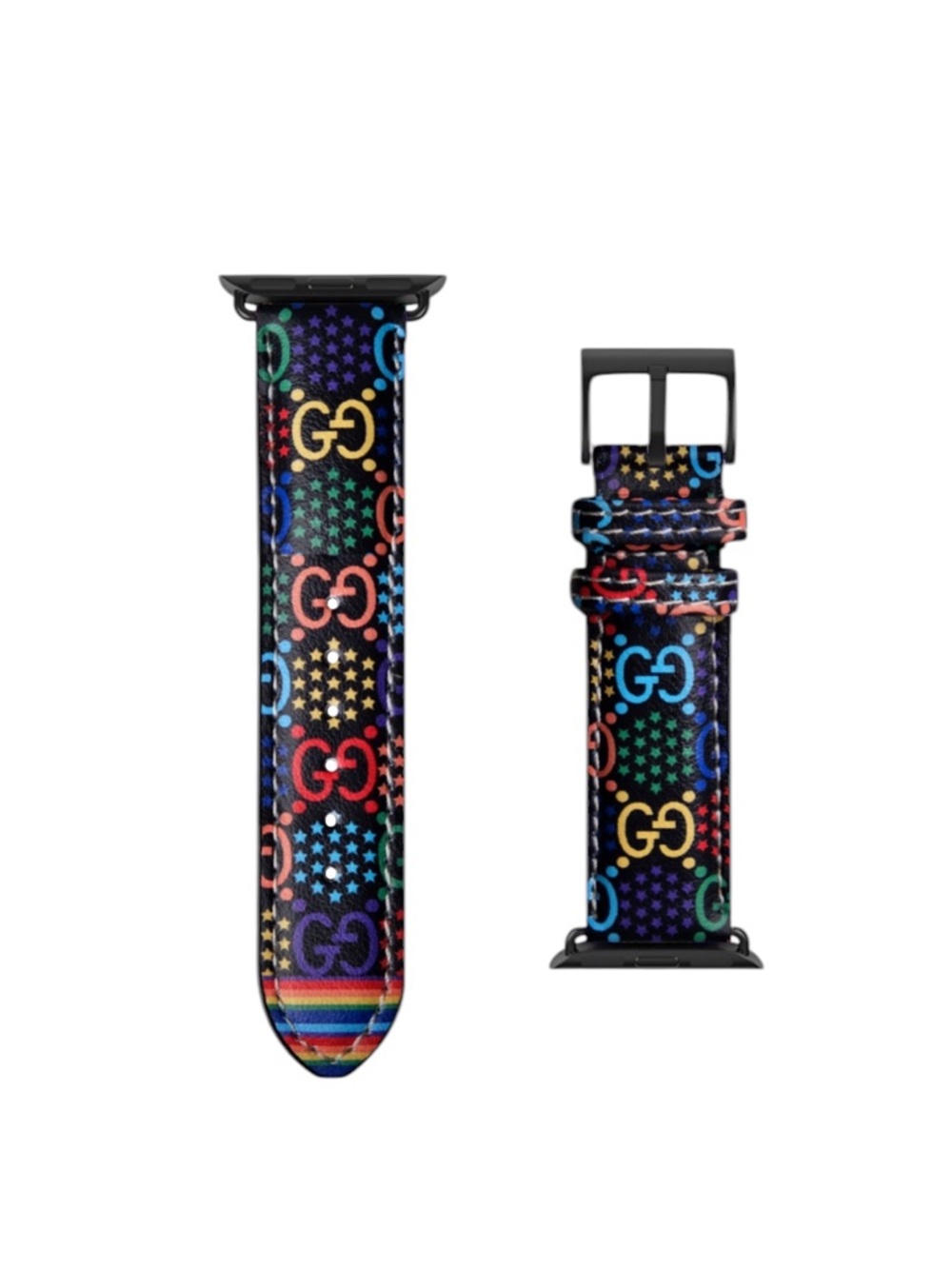 Multicolor Logo Pattern Leather Apple Watch Band. NWOT